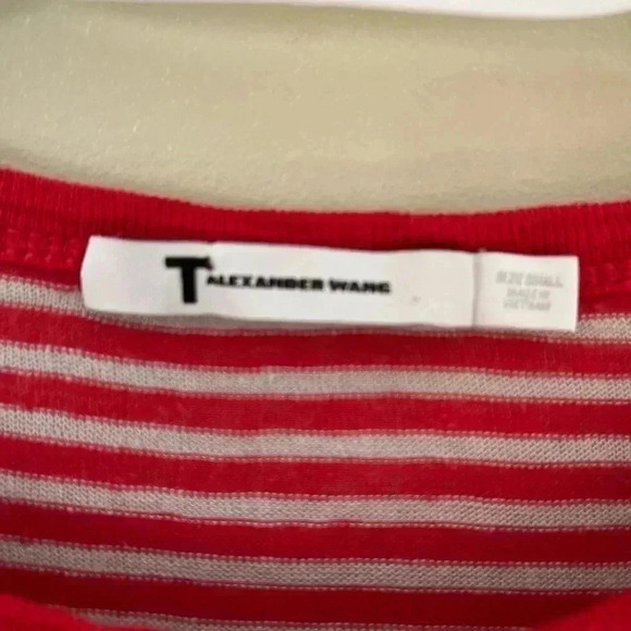 ❤️2/$50❤️[S]T BY ALEXANDER WANG CHERRY AND GREY STRIPE LINEN BLEND SWEATER - Picture 3 of 6